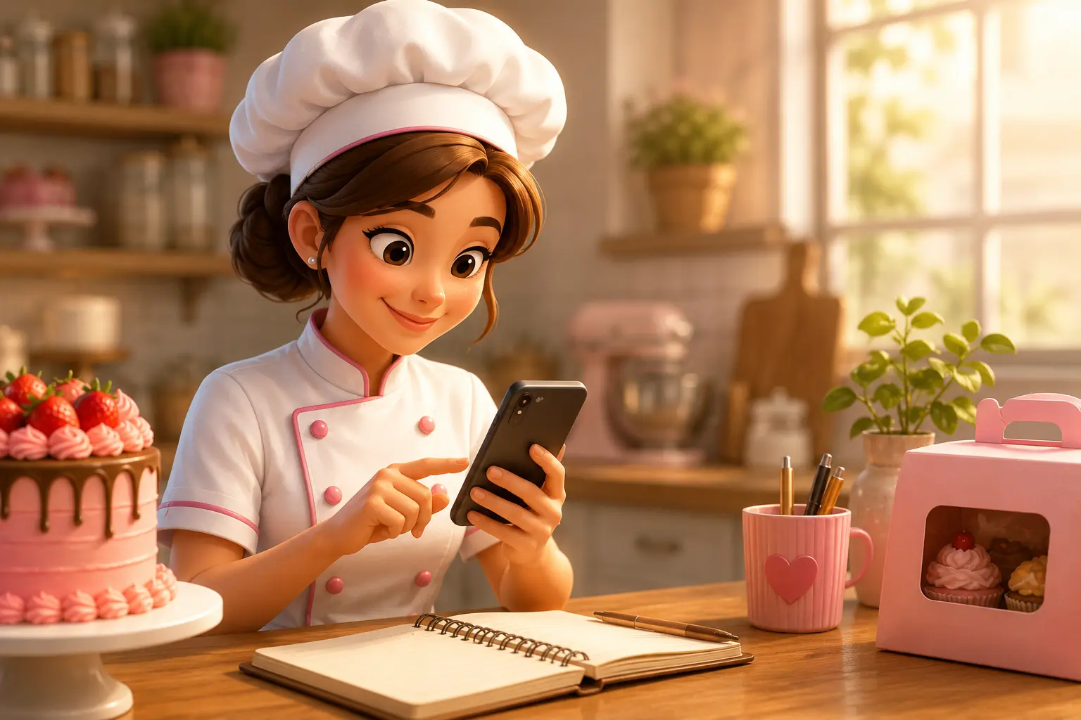 Chef Alice organizando pedidos en el Gestor de Pedidos de Chef de Bolso.
