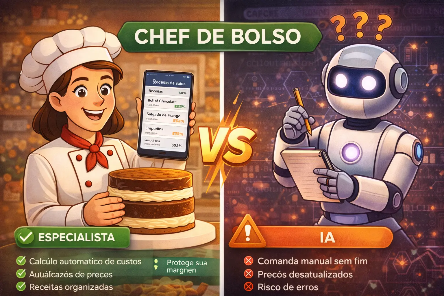 Comparación entre IA y Chef de Bolso para fijación de precios.